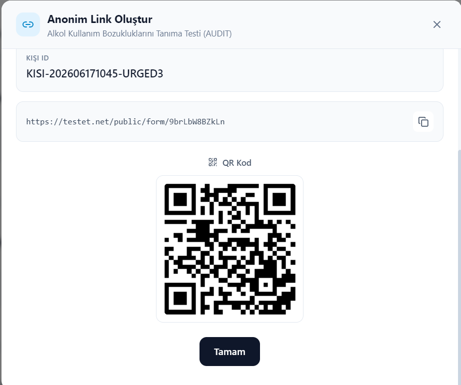 QR kod ekranı